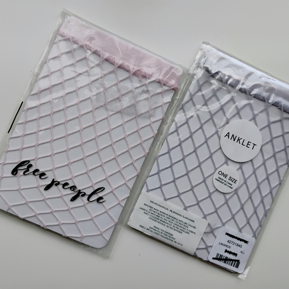Free People New Lavender & Pink Rose Fishnet Anklets • ONE SIZE • New 2 Packages - Picture 8 of 9